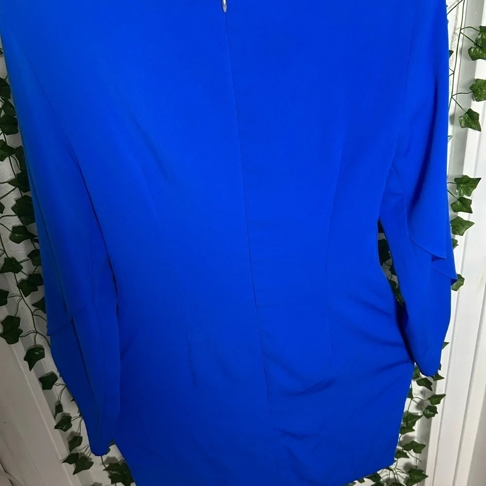 Laundry By Shelli Segal Blue Ruched Sheath Dress with Dolman Sleeves